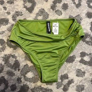 PINK high waisted mini bikini bottom. NWT. Small. Victoria Secret. Olive green